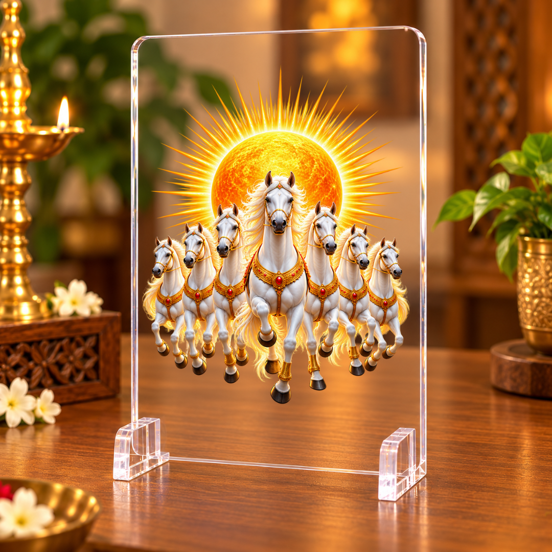 7 Running Horses Vastu Acrylic Display Stand β Symbol of Success, Growth & Positive Energy