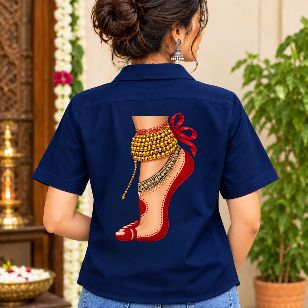ORNATE ANKLETS BACK PRINT OVERSIZE SHIRT