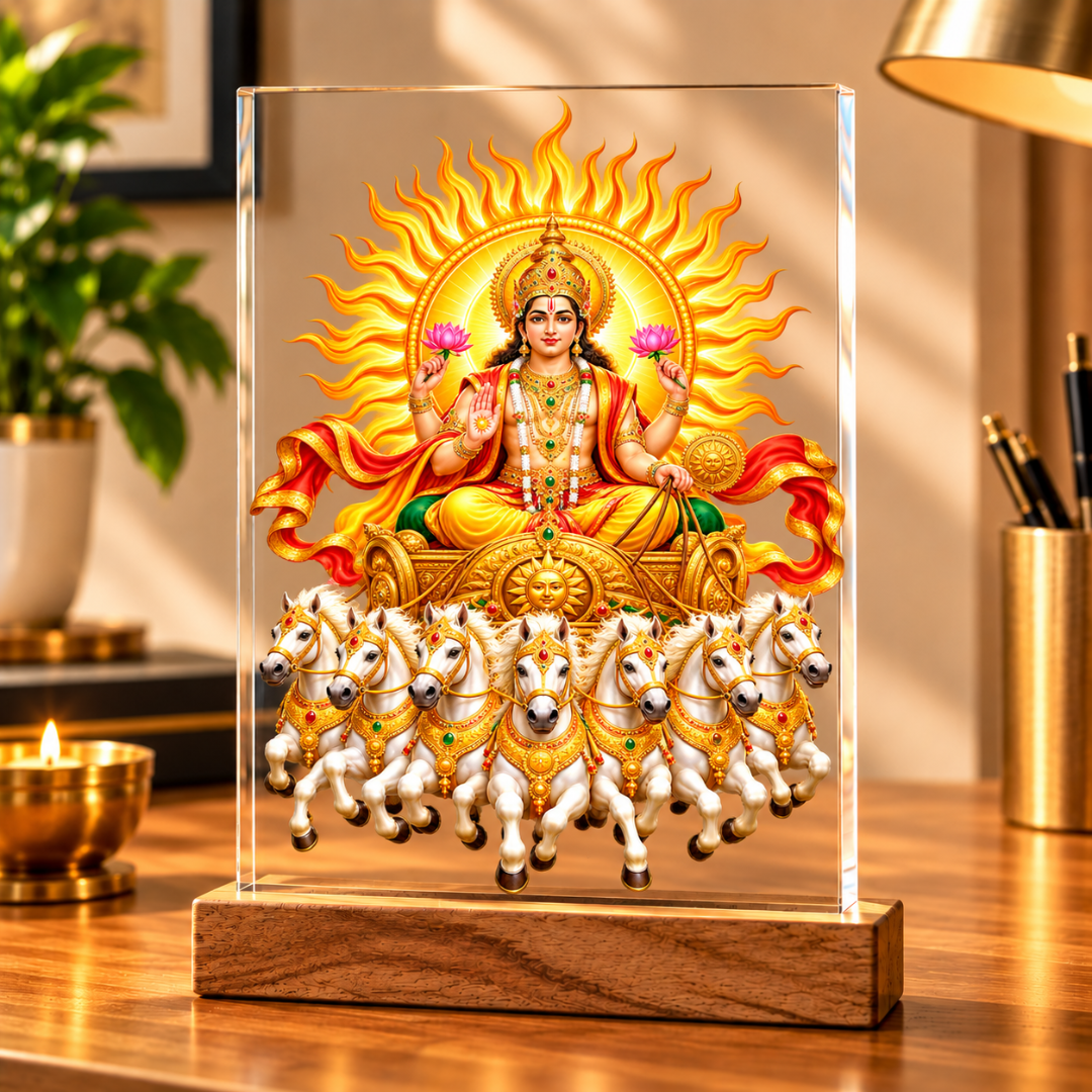 Surya Dev with 7 Horses Vastu Acrylic Frame – Symbol of Energy, Progress & Positive Beginnings