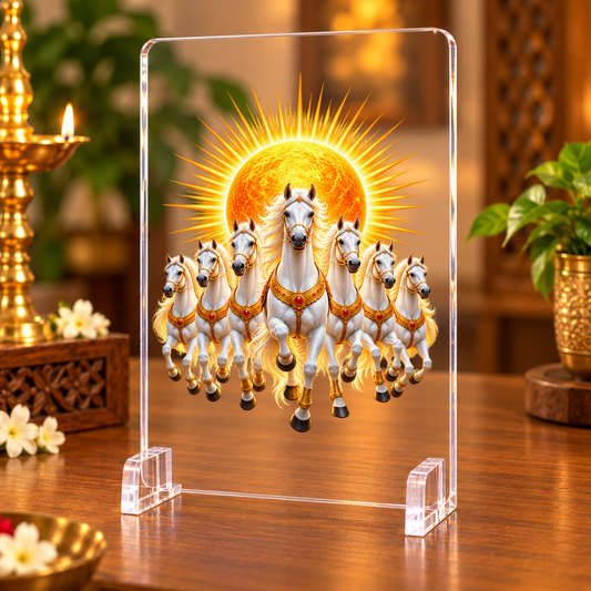 7 Running Horses Vastu Acrylic Display Stand – Symbol of Success, Growth & Positive Energy