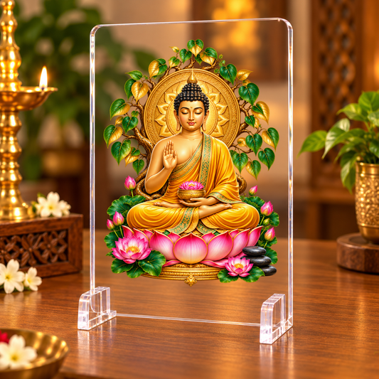 Buddha Peace & Positive Energy Acrylic Display Stand – Symbol of Calm, Harmony & Mindfulness