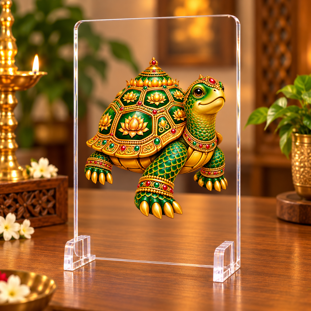 Kurma Tortoise Vastu Acrylic Display Stand – Symbol of Stability, Protection & Prosperity