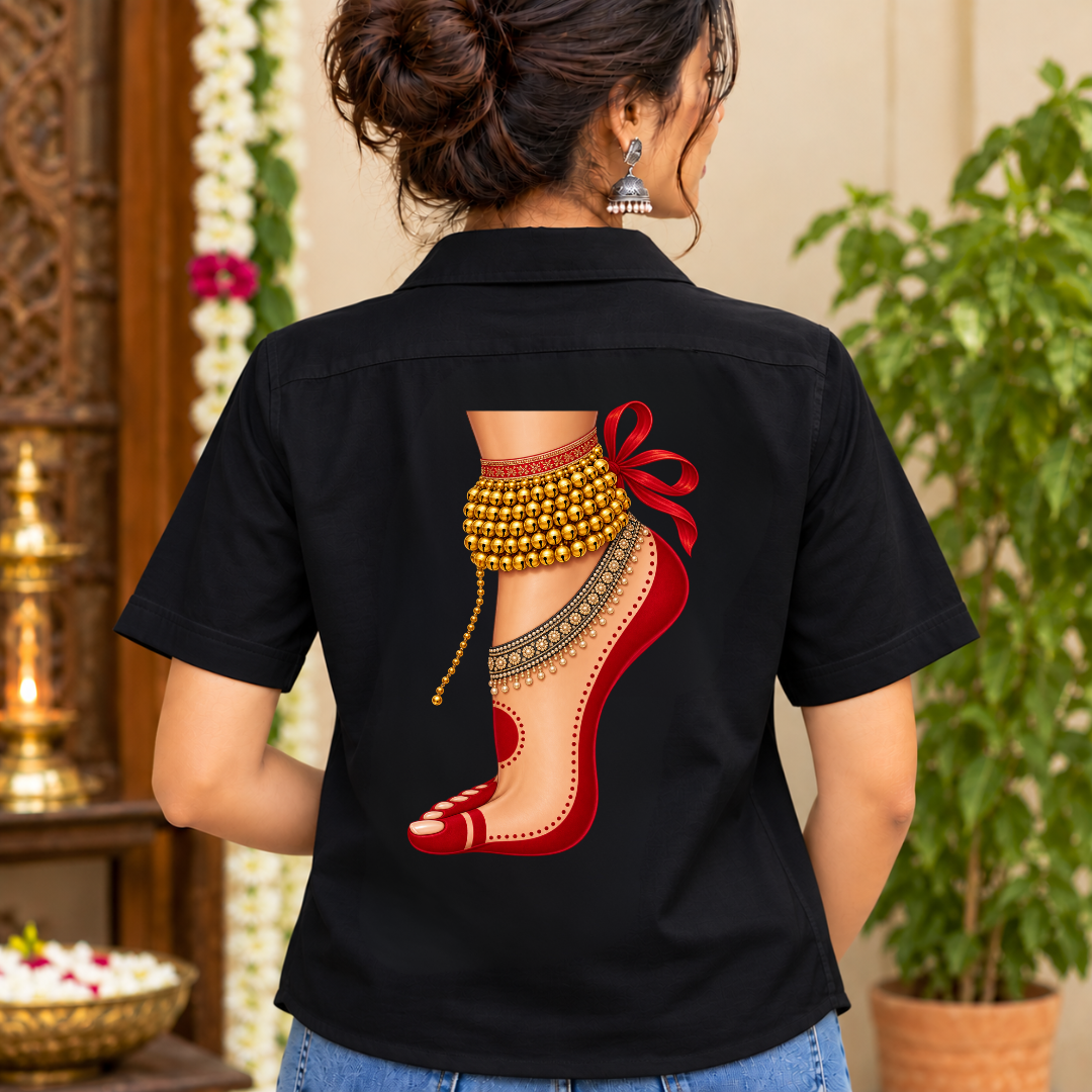 ORNATE ANKLETS BACK PRINT OVERSIZE SHIRT
