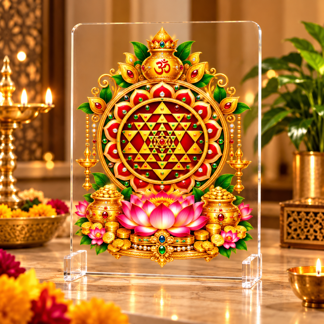 Shree Yantra Vastu Acrylic Display Stand – Symbol of Prosperity, Abundance & Positive Energy
