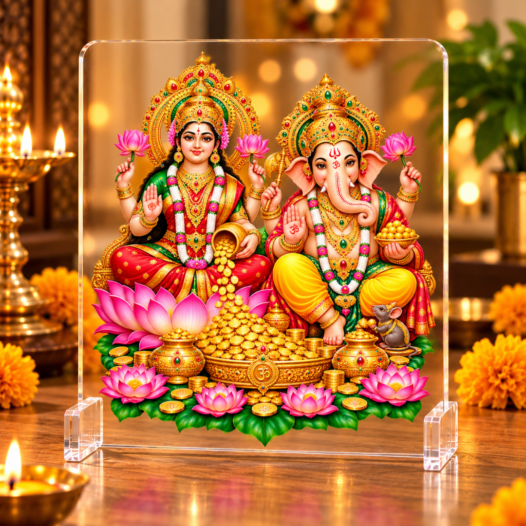 Lakshmi Ganesh Acrylic Frame – Diwali Special | Symbol of Wealth, Prosperity & Divine Blessings