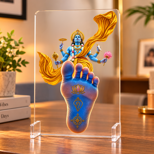 Lord Vishnu Charan Darshan Acrylic Frame – Divine Blessings, Protection & Prosperity