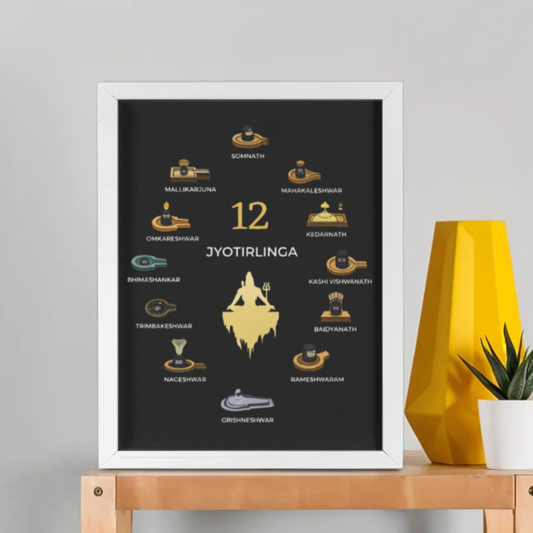 12 JYOTIRLINGA FRAMED POSTER BLACK