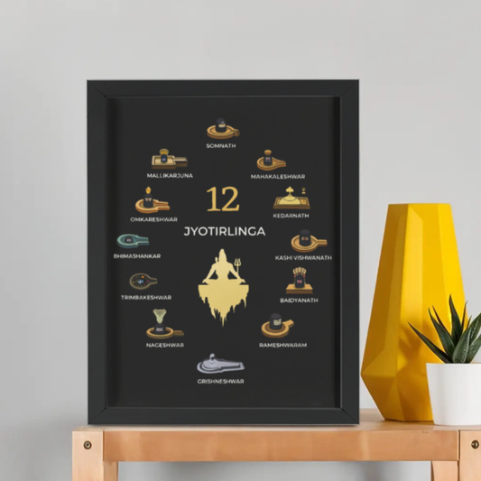 12 JYOTIRLINGA FRAMED POSTER BLACK